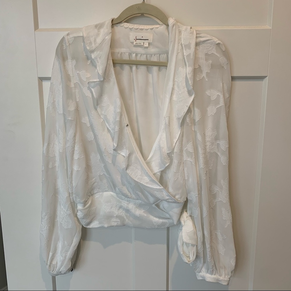 NWOT Anthropologie White Blouse Size Large